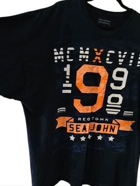 Sean John Navy Tee with White Print